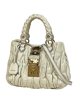 Miu Miu Miu Miu Miu Matelassé Handbag, 2-Way Shoulder Bag, Leather, White, Women's (view 1)