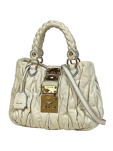 Miu Miu Miu Miu Miu Matelassé Handbag, 2-Way Shoulder Bag, Leather, White, Women's (view 1)