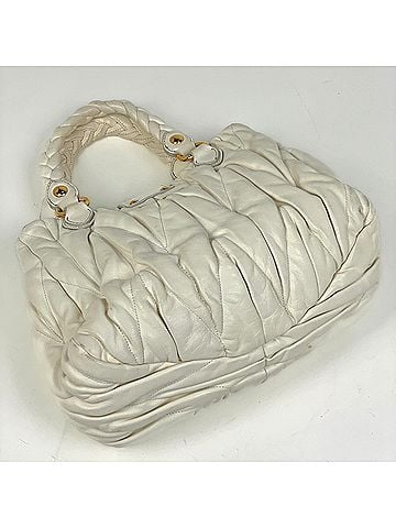 Miu Miu Miu Miu Miu Matelassé Handbag, 2-Way Shoulder Bag, Leather, White, Women's (view 2)