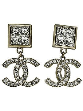 Chanel Chanel Coco Mark Rhinestone Dangle Earrings, Gold Plated, for Women (view 1)