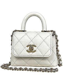 Chanel Chanel Coco Mark Mini 2-Way Chain Shoulder Bag Matelassé Leather White Women's (view 1)