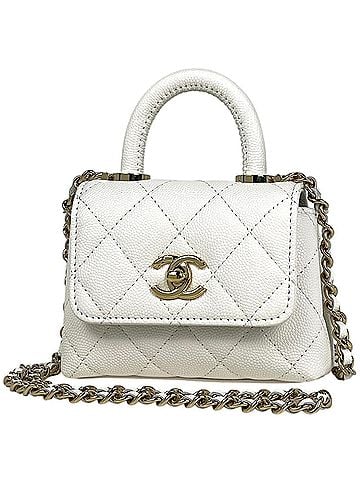 Chanel Chanel Coco Mark Mini 2-Way Chain Shoulder Bag Matelassé Leather White Women's (view 1)
