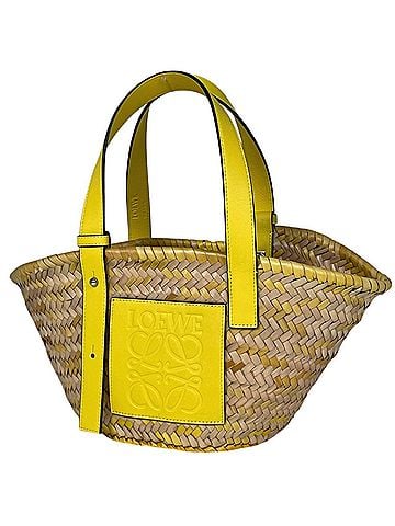 Loewe Loewe LOEWE Basket Bag Small, Anagram Palm Leaf Handbag, Raffia, Beige Yellow, Women's (view 1)