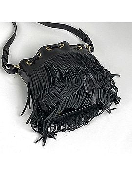 Saint Laurent Saint Laurent Emmanuel Handbag, Logo, 2-Way Shoulder Bag, Fringe, Drawstring Style, Leather, Black, 357603, Women's (view 2)