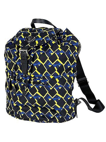 Prada Prada PRADA Logo Plate Backpack, Nylon, Black, Multicolor, Women's (view 1)