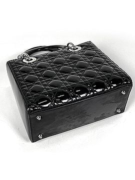 Christian Dior Christian Dior Lady 2-Way Cannage Enamel Handbag, Patent Leather, Black, Women's (view 2)