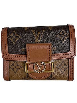 Louis Vuitton Louis Vuitton Portefeuille Dauphine Compact Tri-fold Wallet, Monogram Reverse, Brown, M68725, Women's (view 1)