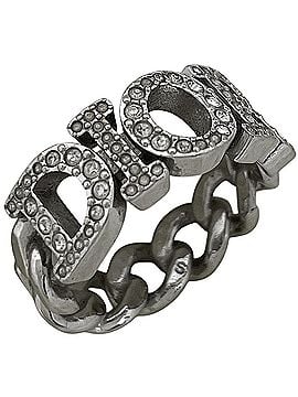 Christian Dior Christian Dior logo rhinestone ring, silver plated, rhinestone, silver, women's. (view 1)