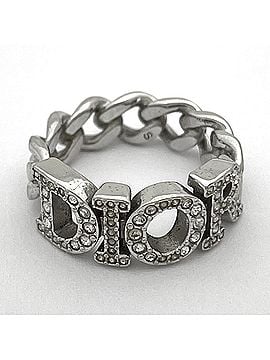 Christian Dior Christian Dior logo rhinestone ring, silver plated, rhinestone, silver, women's. (view 2)
