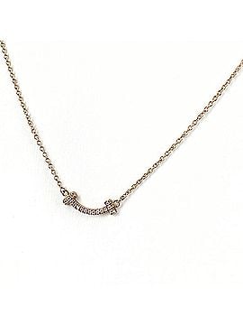 Tiffany & Co. Tiffany &amp; Co. T Smile Diamond Mini Necklace PG Pink Gold Pendant with Small Diamonds 750 Women's (view 1)