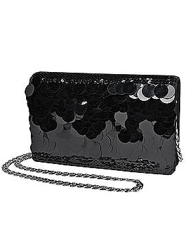 Prada Prada PRADA Logo Chain Shoulder Bag, Sequined, 2-Way, Satin, Nero (Black), Women's (view 1)