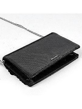 Prada Prada PRADA Logo Chain Shoulder Bag, Sequined, 2-Way, Satin, Nero (Black), Women's (view 2)