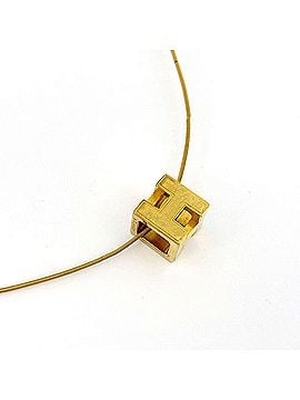 Hermès Hermes Cage d'H H-Cube Necklace with H Logo, Metal, Gold, Women's (view 2)