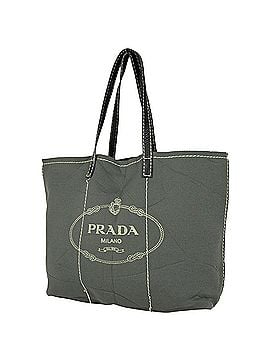 Prada Prada logo tote bag, neoprene fabric, khaki, women's. (view 1)