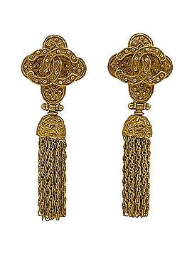 Chanel Chanel Coco Mark Fringe Earrings, Gold Plated, Women's (view 1)
