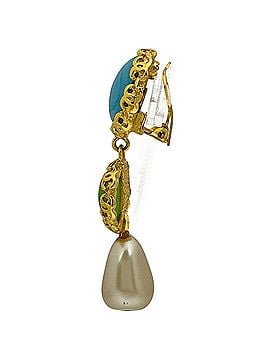 Chanel Chanel CHANEL Faux Pearl Earrings Gripoix GP Blue Green Gold Women's (view 2)