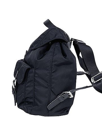 Prada Prada PRADA Logo Plate Nylon Backpack, Rucksack, Black, 1BZ677, Women's (view 2)