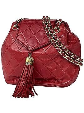 Chanel Chanel Coco Mark Fringe Chain Shoulder Bag, Tassel, Matelassé Leather, Red, Women's (view 1)