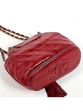 Chanel Chanel Coco Mark Fringe Chain Shoulder Bag, Tassel, Matelassé Leather, Red, Women's (view 2)