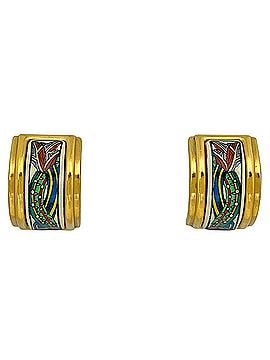 Hermès Hermes enamel earrings, GP gold, white, women's. (view 1)