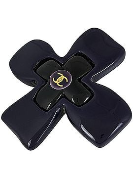 Chanel Chanel Coco Mark Brooch, Cross, Plastic, Purple/Black, Women's (view 1)