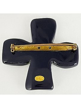 Chanel Chanel Coco Mark Brooch, Cross, Plastic, Purple/Black, Women's (view 2)