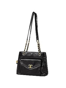 Chanel Chanel Coco Mark Chain Tote Bag, Leather, Black, Women's (view 1)
