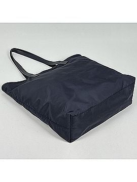 Prada Prada logo plate tote bag, nylon, navy, women's. (view 2)