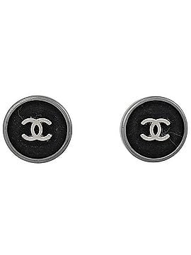 Chanel Chanel Coco Mark Earrings, Round Metal, Black, Women's (view 1)