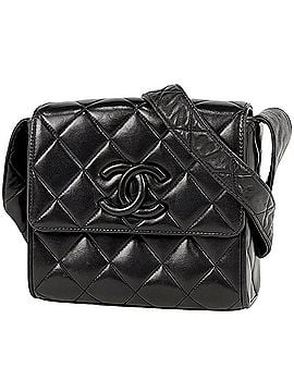 Chanel Chanel Coco Mark Shoulder Bag, Matelassé Leather, Black, Women's (view 1)