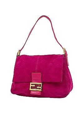 Fendi Fendi Zucca pattern shoulder bag, Mamma Baguette, suede, pink, 26325, women's. (view 1)