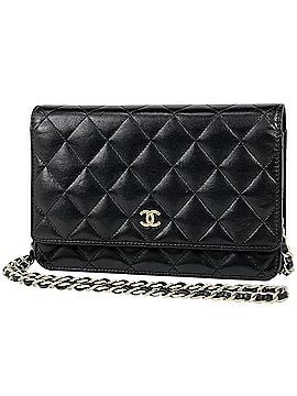 Chanel Chanel Coco Mark Chain Wallet, Matelassé Leather, Black, AP0250, Women's (view 1)
