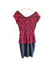 Sheinside Floral Red Black Cocktail Dress Size M - photo 2