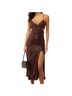 Saylor Solid Brown Cocktail Dress Size L - photo 1