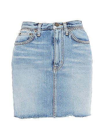Saint Laurent Saint Laurent washed denim studded mini skirt (view 1)