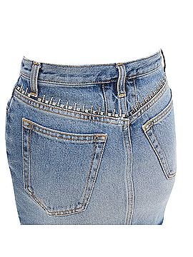 Saint Laurent Saint Laurent washed denim studded mini skirt (view 2)
