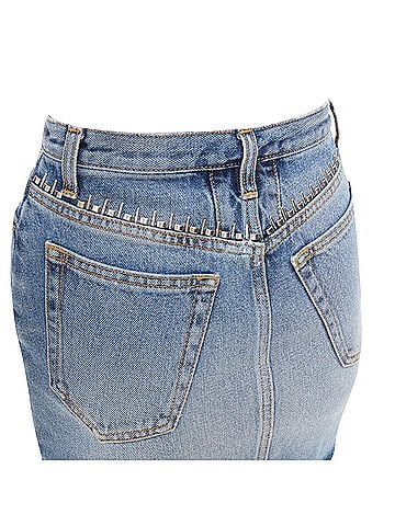 Saint Laurent Saint Laurent washed denim studded mini skirt (view 2)