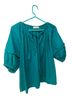 Ulla Johnson 100% Cotton Teal Short Sleeve Blouse Size 10 - photo 1