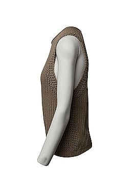 Vince. Vince Waffle Stitch Knit Top in Beige Cotton (view 2)