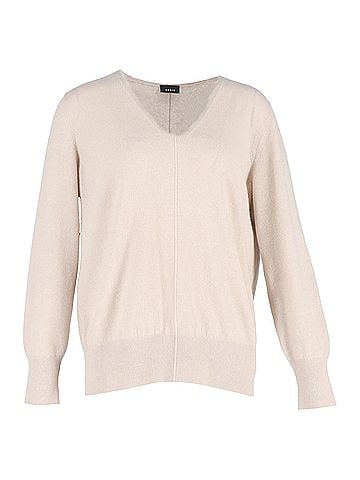 AKRIS Akris V-Neck Jumper in Beige Wool (view 1)