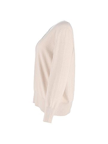 AKRIS Akris V-Neck Jumper in Beige Wool (view 2)