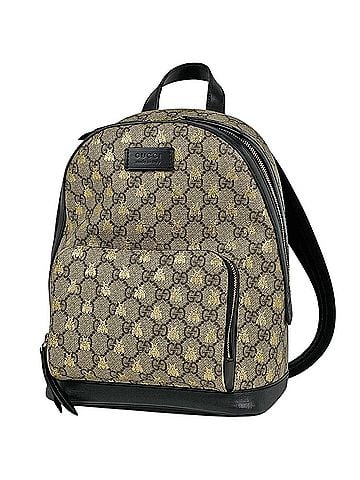 Gucci Gucci GG Pattern Backpack, Bee Print, Supreme Coated Canvas, Beige/Black, 427042, Women's (view 1)