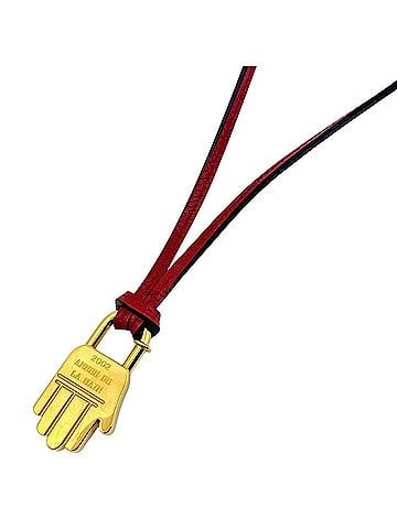 Hermès Hermes HERMES Cadena Hand Necklace GP Leather Gold Red Women's (view 1)