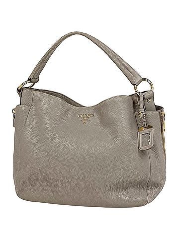 Prada Prada PRADA Logo Shoulder Bag Leather Gray Women's (view 1)