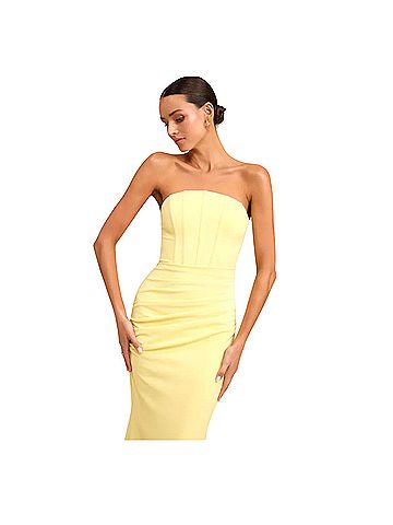 Lulus Laney Light Yellow Strapless Corset Maxi dress Cocktail Dress (view 2)
