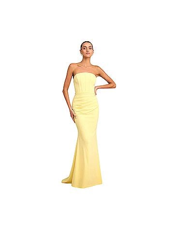 Lulus Laney Light Yellow Strapless Corset Maxi dress Cocktail Dress (view 1)