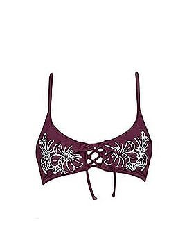 Somedays Lovin Reha Lace Up Front Embroidered Bikini Top (view 1)