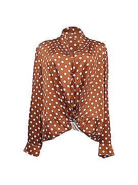 Caroline Constas Caroline Constas Polka Dot Twist Front Blouse in Brown Silk (view 1)