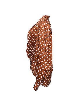Caroline Constas Caroline Constas Polka Dot Twist Front Blouse in Brown Silk (view 2)
