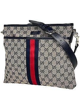 Gucci Gucci GG pattern shoulder bag, Sherry line, Web canvas, navy/beige, 388926, women's. (view 1)
